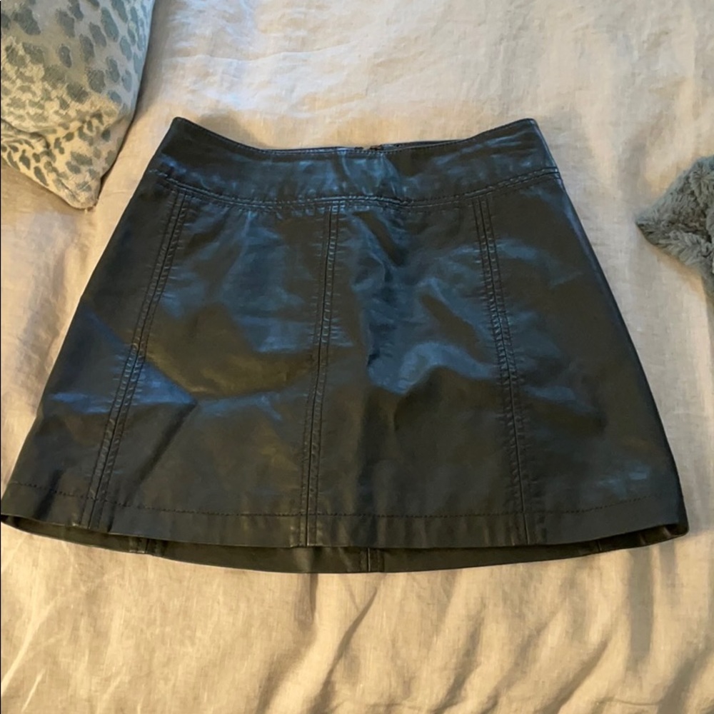 Free People Olive Leather Skirt- Size 0